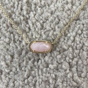 Kendra Scott necklace in rose quartz.
